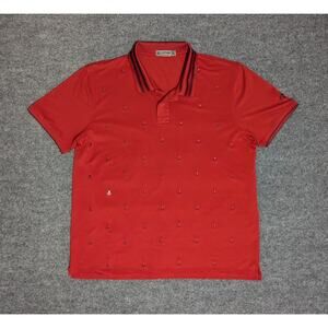 G/Fore Polo Mens Size XL Skull Print Golf Shirt Red
